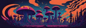 image of psychedelic mushroom fantasy world